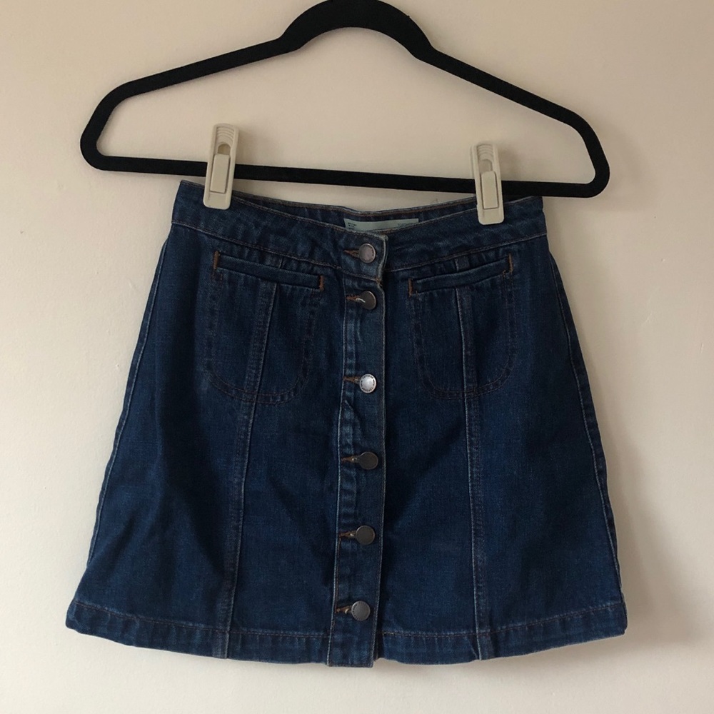 button up A-line denim skirt